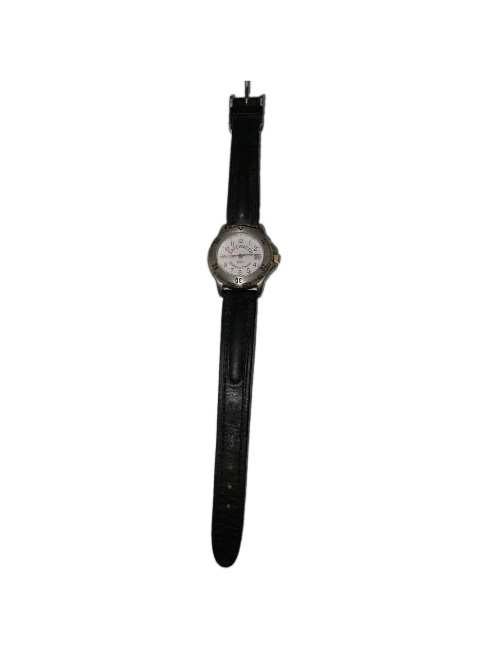 Rare Safe Watch CSO Alabama Power Tomax USA Japan Movt Black Leather Strap Vntg